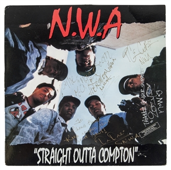 N.W.A. Multi-Signed 1988 GROUNDBREAKING “Straight Outta Compton” Record Album Cover – Four Signatures Including Dr. Dre, Ice Cube and EAZY-E (JSA)